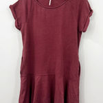 Free People  Sweatshirt Dress‎ Short Sleeve Drop Waist Maroon Size S Photo 0