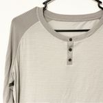 Lululemon Women's Runamuck Size 6 Gray Striped Henley Top Long Sleeve Athletic Photo 1