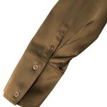 Good American  Womens Size 3/4 Button Front Blouse Brown Long Sleeve Stretch NWT Photo 5