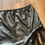 Body Rage Black Faux Leather Fringe Bikini Cut Bottoms Shorts Sz Large Photo 5