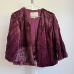 Rachel Roy sz S cropped Y2k style Burgundy faux Fur Coat Purple Photo 0