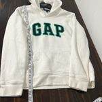 Gap  White Hoodie with Blue and Green Letters Pocket Size Medium EUC Photo 7