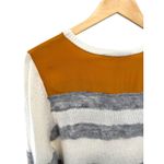 Halston Heritage  Wool Cashmere Sweater M Silk Contrast Striped Crewneck Casual Photo 7