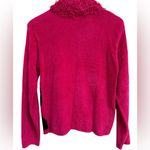 Lisa International Zip Sweater Womens Pink Black Diamond Chenille Frilly 90s Y2K Photo 2