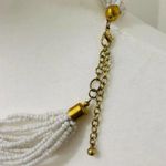 Egyptian Inspired Necklace Coins Seed Beads White Black Gold Photo 3