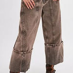 Free People NWT  Olsen Cuffed Crop Barrel Jeans in Slate Photo 0