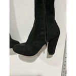 Forever 21 Womans Black Faux Suede Quarter Zip Otk Boots 7.5 Block Heel Photo 1