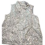 Chico's Weekends Sleeveless Animal Print Vest White Gray Full Zip Size 2 M 12 Photo 0
