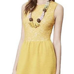 Maeve x Anthropologie Lemon Yellow Vera Lace A-Line Dress Size Medium Photo 0