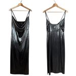 Nasty Gal Sheen There Done That Cowl Neck Midi Dress Women 8 Silver Metallic NWT Photo 3