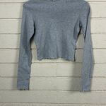 Brandy Melville Wynn long sleeve top in heather gray lettuce trim hem one size Photo 4