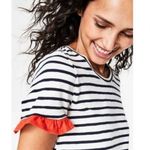 Boden Emily Dress White Striped Ruffle Short Sleeve Knee Length Size 12R Photo 2