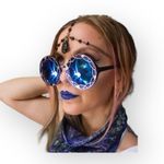 new Oversized Flower Baroque Round Sunglasses ❁ Vintage Gold Blue Mirror Lens ❁ Photo 7