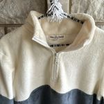 Wall Flower  fleece quarter zip sweatshirt size large cream and gray Photo 2