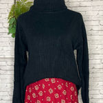 VICI Black Ribbed Stretch Turtleneck Sweater Photo 0