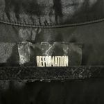 Reformation  Silky Black Button-Up Blouse with White Trim Photo 14