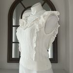 AQUA Bloomingdale’s Ruffle Trim Crochet Top in Ivory, Size XL New w/Tag Photo 6