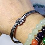 Silver Stainless Steel Knot Open Cuff Bangle Bracelet Photo 3
