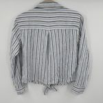 CALYPSO St Barth Striped Linen Blend Tie Front Shirt Womens XS Blue Black White Photo 5