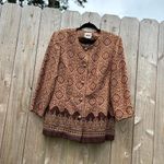 Leslie Fay Leslie day brown boho‎ king sleeve vintage top size 16 Photo 2