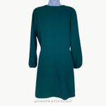Madewell  Texture & Thread Women's Long Sleeve Tie Mini Dress Sz Small, Green Photo 3