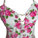 Betsey Johnson Love Always One Piece Bandeau Swimsuit Pink Floral Heart Sz Large Photo 2