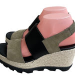 Sorel Wedge Espadrille Platform Sandals Women Size 8 Black Tan Slingback Photo 0