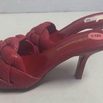 BCBGeneration Red Marlins Leather Snake Embossed Heel Slides Size 6 New With Def Photo 7