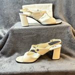 Prada Geometric Cream Logo Triangle Slingback Pumps In Argento 35.5 Sale As Is Photo 5