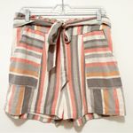 Miami  Francesca’s‎ Tie-Waist Paperbag Stripe Shorts – Large – NWT Photo 1