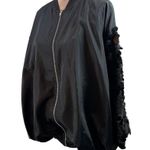 Marigold Shadows Black Oversized Sequin Sleeve Bomber Jacket Women’s OS One Size Size undefined Photo 0