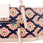 Spartina 449 Blue Orange Cream Leather Linen Tote Shoulder Bag Photo 6