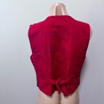 Erika  Classics Clothing Company Christmas Holiday Wool Vest Santa Carolers Red Photo 4