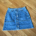 Denim & Co Denim Co. Blue Denim Mini Skirt | Button Front | Raw Hem | Size 6 USA / 38 EU Photo 0