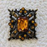 Vintage Art decor czech rhinestone brass Brooch pin Photo 0