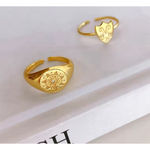 Boutique Unisex Yellow Gold Plated Sterling Pave Diamond Sun‎ Signet Ring, Adjustable Photo 11