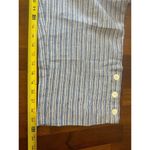 Chico's Linen Capri Pants Size 3 (16) Blue White Striped Button Accents Coastal Photo 9