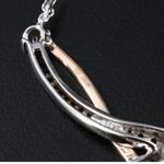 STERLING SILVER 925 & 10K ROSE GOLD FANCY BROWN GENUINE DIAMOND PLAQUE NECKLACE Photo 10