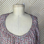 NSF Silk Floral Printed Balloon Sleeve Top Red Green Size US XS‎ Photo 2