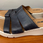 Born concept Born Khela Wedge Slip On Sandal Black Comfort Casual Leather 8M Photo 0