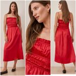 Reformation Plumeria Silk Midi Dress Cherry Red 100% Silk Size XL NWOT Photo 1