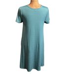 LuLaRoe  blue ribbed flowy short sleeved dress. Photo 2