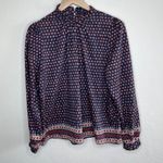 Trovata Bird Of Paradis Blue & Pink Floral Print Long Sleeve Silk Blouse Size M Size M Photo 1