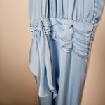 Ramy Brook  Dress Amanda Misty Blue Halter Midi Cocktail Formal Neutral Belted Photo 3