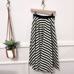 Ralph Lauren  Cotton Silk Blend Black Ivory Stripe Midi Skirt Size 6 Vintage Old Photo 1