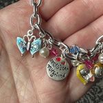 Sister Friendship Charm Bracelet Silver Tone Chains Lucite Beads Engraved Charms Photo 2