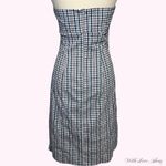 90s vintage strapless blue and white gingham midi dress with slit Size M Photo 3