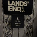 Lands' End  Womens Rayon‎ button up Shirt. Floral Stripe Large. Photo 2