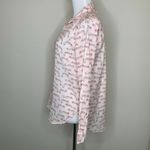 Loft Light Pink Cotton Button Up Blouse Sz XS Cheetah Leopard Print Photo 2