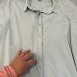 Athleta  Urbanite Top Womens L Green Striped Button Down Shirt 986555 Photo 6